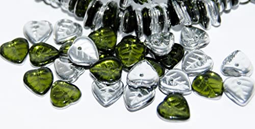 300 stk Lila -Blatt gepresste Glasperlen Transparent Green Crystal Silver Half Coating Böhmische Glasperlen, PRE79909-50230 27001 von Generic