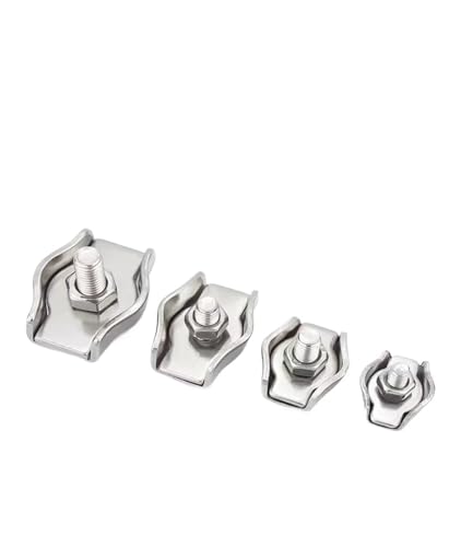 304 Edelstahl Draht Seil Einzigen Clip Chuck Lock Kabel Klemme Verschluss Sattel Volle Set Größe(M4 (5Pcs)) von Generic