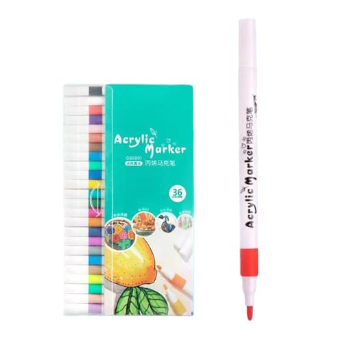 30er Set Stifte Acrylfarbe - Permanent Markierungen mit mittlerer Spitze zum Zeichnen und Färben auf Felsen, , Stoff, Metall, Holz, Keramik | Tragbares Acrylfilz von Generic