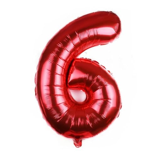 32 Zoll mittlere Zahl Aluminium Film Ballon, perfekt für Geburtstag, Hochzeit, Party Dekoration-rot-Zahl 6 von Generic