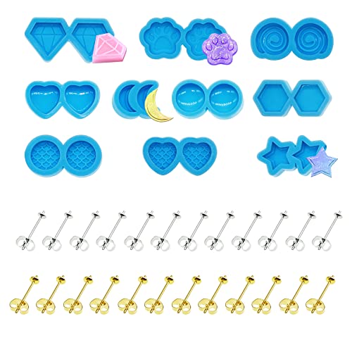 34 Stück Ohrringe, Silikon, Silikonform, Gießharz, Form für Schmuck, DIY, Werkzeug von Generic