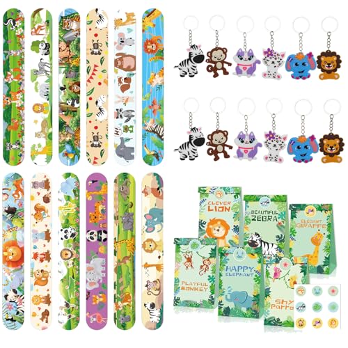 36 Pcs Dschungel Safari Party Mitgebsel Kindergeburtstag,Inklusive 12 Kinder Slap Armbänder,12 Schlüsselanhänger ,12 Geschenktüte für für Kinder Jungen Safari Tiere Deko Waldtiere Themed Party 36 Pcs Dschungel Safari Party Mitgebsel Kindergeburtstag,Inklusive 12 Kinder Slap Armbänder,12 Schlüsselanhänger ,12 Geschenktüte für für Kinder Jungen Safari Tiere Deko Waldtiere Themed Party von Generic