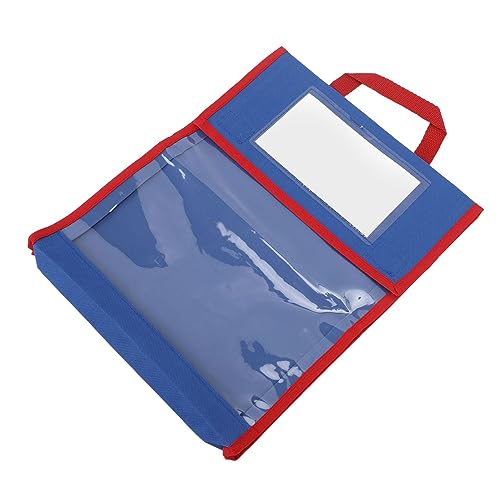 36er-Pack Buchtaschen von Really Good Stuff, Wasserabweisend, Aufgenähter Griff, Transparente Tasche für Namensschilder, Mittelblau mit Rotem Rand, Zur Aufbewahrung von von Generic