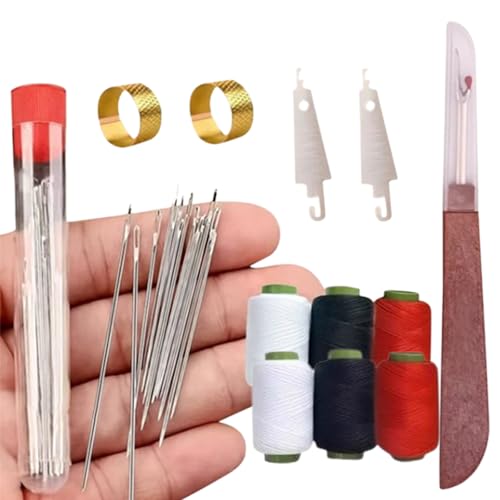 37PCS Naaigereedschap Set, Nadeln, Faden, Handreparaturwerkzeuge, tragbares DIY-Bastelset mit Nadeln, Faden, Einfädler, Nahttrenner, Fingerhut und DIY-Stickwerkzeugen für Anfänger (1set) von Generic