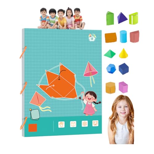 3D-Geometrie-Lernbuch mit Kordelzug, 3D-Geometrie-Lernbuch mit geflochtenem Seildesign zum Erlernen von Volumen- und Oberflächenformeln (12-Model) von Generic