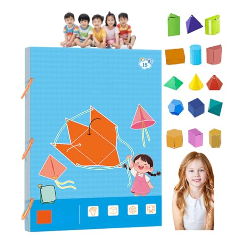 3D-Geometrie-Lernbuch mit Kordelzug, 3D-Geometrie-Lernbuch mit geflochtenem Seildesign zum Erlernen von Volumen- und Oberflächenformeln (15-Model) von Generic