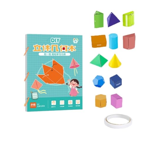3D-Geometrie-Lernbuch mit Zugschnur, DIY-Trainingsbuch für räumliche Geometrie, sicheres geflochtenes Seildesign (12 models) von Generic