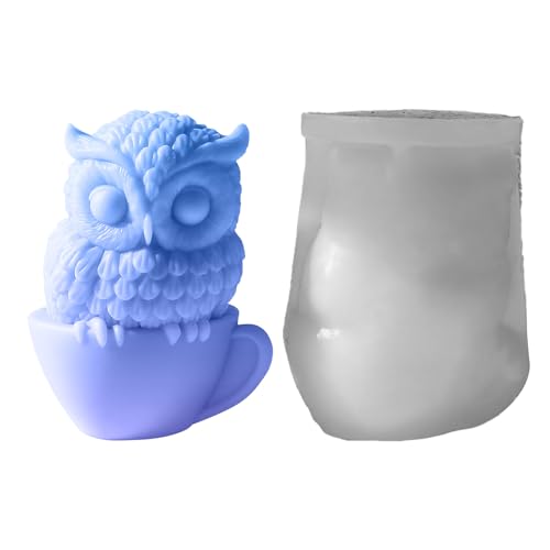 3D Hibou 3D Kerzenform Silikonform Gießform Gießform Harzform für Innendekoration Eule Kerzenherstellung Wavy von Generic