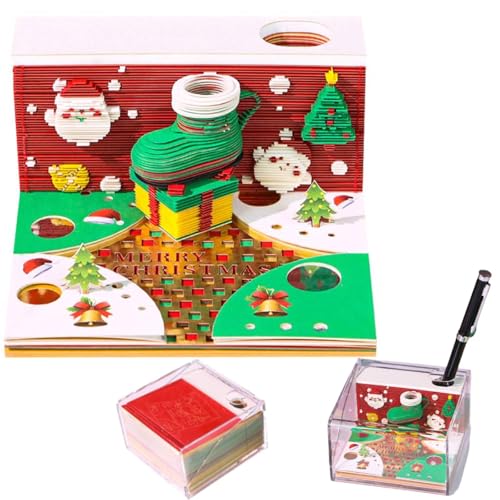 3D Kalender 2026, Abreißen 3D Memo Pad Kunst Haftnotizen, Super Xmas Tasse Schreibtisch Zeitstück Kalender 2026, Kreativer Wochennotizblock mit Licht, Papierschnitzerei Kunst Desktop Geschenk für von Generic