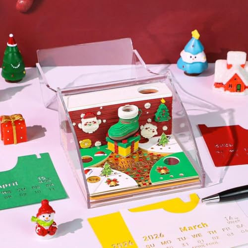3D Kalender 2026 Einzigartige Papierskulptur Sticks, Weihnachtssocken Notizblock mit englischem Wochenkalender, Abreißpapier Kunst Notizblock mit LED-Lichtern, kreatives Geschenk für Geburtstage 3D Kalender 2026 Einzigartige Papierskulptur Sticks, Weihnachtssocken Notizblock mit englischem Wochenkalender, Abreißpapier Kunst Notizblock mit LED-Lichtern, kreatives Geschenk für Geburtstage von Generic