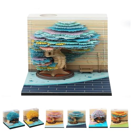 3D-Kalender 2026 mit LED-Lichtern, Abreißpapier Kunst Notizblock & Memo Pad, Kreative DIY Papierschnitzerei Schreibtisch Dekor für Büro Zuhause Weihnachten Einweihungsgeschenk (Winter) von Generic