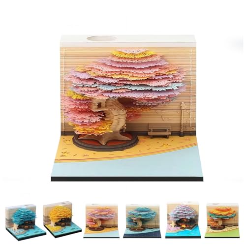3D-Kalender 2026 mit LED-Lichtern, abreißbarer Papierkunst-Notizblock & Notizblock, kreative DIY-Papierschnitzerei Schreibtisch-Dekor für Büro, Zuhause, Weihnachten, Einweihungsgeschenk (Sommer) von Generic