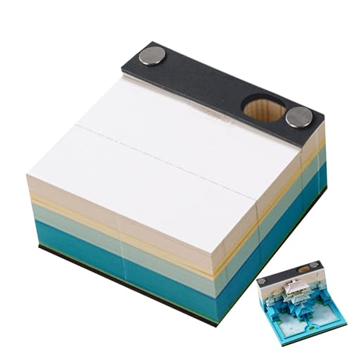 3D -Memo -Pad - Sticky Notes Pad, Creative Skulpture Memo Pad mit Stifthalter | 3D -Architektur Notiz auch für Schreibtischdekoration, künstlerische Desktop -Post -Notizen für Büroschulen, Zuhause von Generic