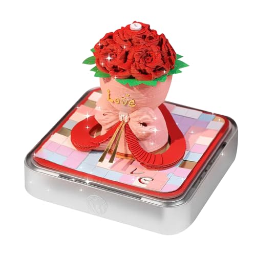 3D -Uhrkalender 2026 - Rose Notepad, Carving Memo | LED -Acrylhülle, Desktop Dekoration Accessoire - Organizer für kreativen Planer für Thanksgiving Weihnachtshaus -Waffen -Geschenkplan Tool von Generic