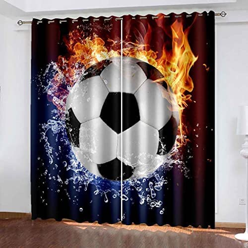3D Verdunkelungsvorhänge Sport Fußball Blickdichte Vorhänge Schlafzimmer Wohnzimmer Dekoration Isolierung Lärmschutzvorhänge 170 (B) X 200 (H) cm - 3D-Gedruckte Vorhänge von Generic