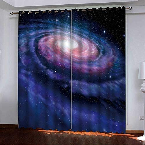 3D Vorhänge Kinderzimmer Riesiges Universum Vorhang Blickdicht 2Er-Set Druck Gardine Polyester Thermovorhang Lichtdicht Für Schlafzimmer Kinderzimmer Wohnzimmer Dekoration 220(B) X215(H) cm von Generic