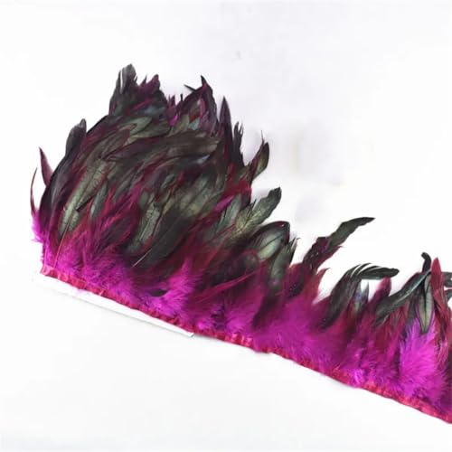 4,5 m Hahnfedern, Fransen für Kleidung, Schmuck, Dekoration, Hochzeit, Kopfschmuck, Bastelzubehör, rosarote Federn, 4,5 m von Generic