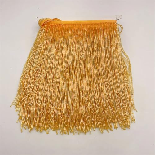 4,5 m Nähperlenquaste, goldfarben, schwer, handgefertigt, Fransenzubehör, Basteln, Vorhänge, Partykleid, Bordüre, Mandarinengelb, 30 cm von Generic