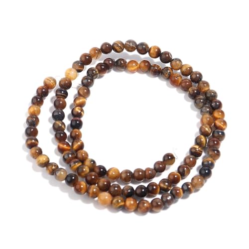 4/6/8/10 mm Naturstein-Tigeraugen-Perlen für Schmuckherstellung, DIY, Armband, Halskette, ES, 38,1 cm Strang, 4 mm (90 Stück) von Generic