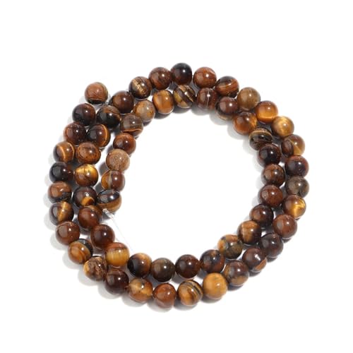 4/6/8/10 mm Naturstein-Tigeraugen-Perlen für Schmuckherstellung, DIY, Armband, Halskette, ES, 38,1 cm Strang, 6 mm (56 Stück) von Generic
