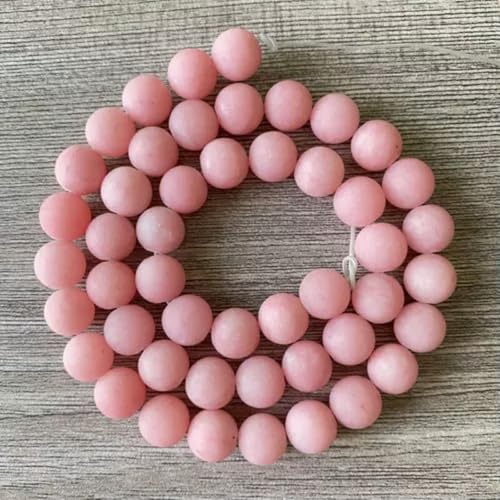 4–12 mm Matte natürliche Edelstein-Achatperlen, runde lose Perlen zur Schmuckherstellung, 15 Zoll, Rosa Jade, 12 mm von Generic