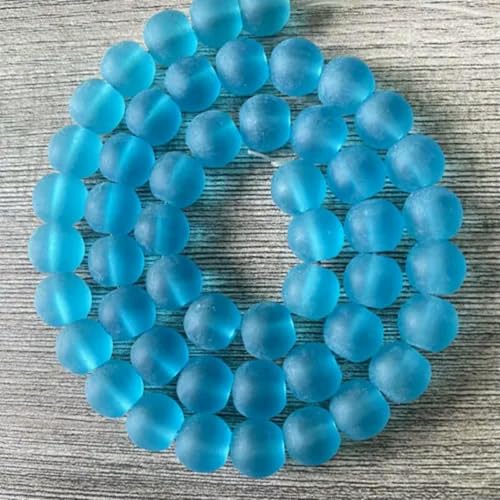4–12 mm Matte natürliche Edelstein-Achatperlen, runde lose Perlen zur Schmuckherstellung, 15 Zoll, blaues Glas, 12 mm von Generic