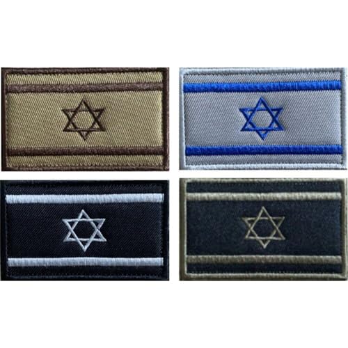 4 Pcs Israel Flagge Patches Israel Stickerei Patch Israel Country Patch Emblem Haken Und Loop Für Kleiderhut - von Generic