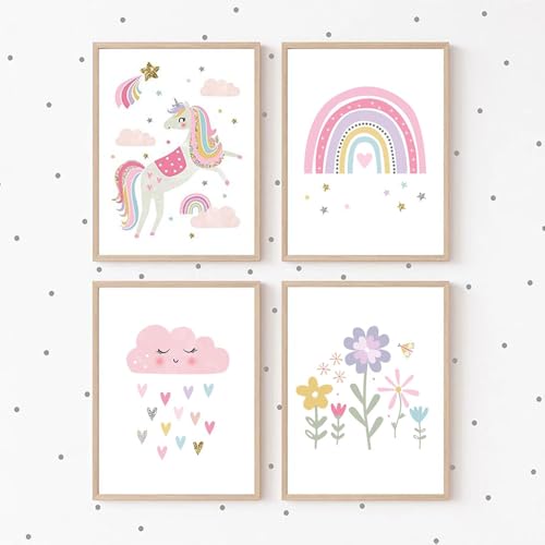4 Poster Kinderzimmer Baby Rosa 21 x 30 cm Wandposter Mädchen Einhorn Blume Regenbogen Wolke Bild Mädchen Rosa Leinwand Wanddekoration Kinderzimmer Poster Baby Geschenk ohne Rahmen 4 Poster Kinderzimmer Baby Rosa 21 x 30 cm Wandposter Mädchen Einhorn Blume Regenbogen Wolke Bild Mädchen Rosa Leinwand Wanddekoration Kinderzimmer Poster Baby Geschenk ohne Rahmen von Generic