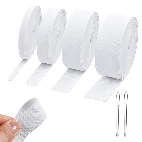 4 Rollen weißes hochelastisches Nähband, Dicke 1 mm, Breite 1,5 cm, 2,5 cm, 3,6 cm, 5,1 cm, Länge 4,5 m/Rolle, mit 2 Näh-Clips. Verwendet für Bund, Hosen, Kleider, Badebekleidung, Basteln, DIY 4 Rollen weißes hochelastisches Nähband, Dicke 1 mm, Breite 1,5 cm, 2,5 cm, 3,6 cm, 5,1 cm, Länge 4,5 m/Rolle, mit 2 Näh-Clips. Verwendet für Bund, Hosen, Kleider, Badebekleidung, Basteln, DIY von Generic