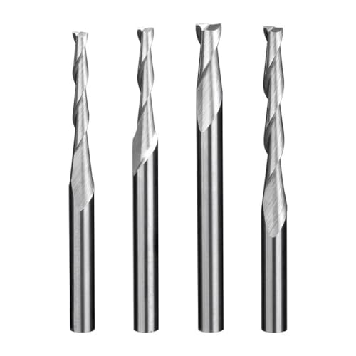4 Stück CNC-Fräser 1/8" (3,175/4mm), 2 Schneiden, Hartmetall, Fräser für Acryl, PVC, MDF, Holz(3.175 * 2.0 * 12) von Generic