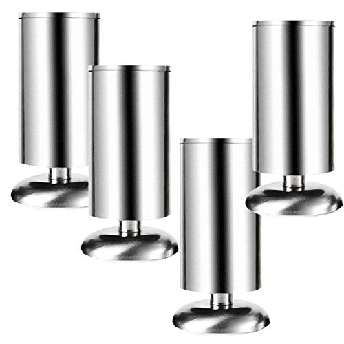 4 Stück Möbelbeine aus Metall, Schrankbeine aus Edelstahl, Moderne Sofabeine aus Rundrohr, höhenverstellbare Couchtischbeine, leicht zu reinigen und zu pflegen, für Bettschrank, Silber, 20 c von Generic