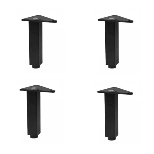 4 Stück Möbelbeine aus Metall, verstellbare Möbelfüße, einstellbare Höhe 0–15 mm, Ersatzstützfüße aus Metall, für Sofas, Couchtische, Schränke, Fußhocker, gebürstetes Schwarz (150 mm (5,9 Zo von Generic
