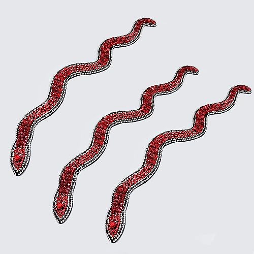 45,7 cm große, glitzernde Strasssteine und Pailletten, rote Schlangenform, Applikation, Band für Outfit, 3 Stück von Generic