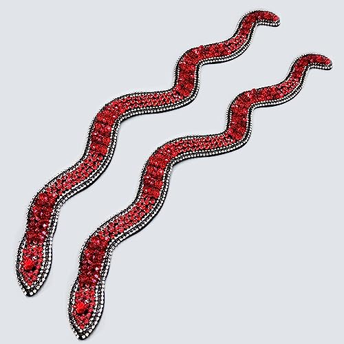 45,7 cm große glitzernde Strasssteine und Pailletten rote Schlange geformte Aufnäher Applikation Trim Band für Outfit 2 Stück von Generic
