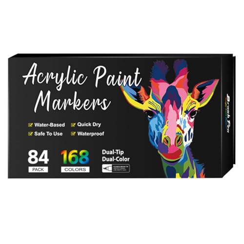 48/60/84 Farben Acrylstifte Set – Acrylmarker feiner Spitze für Stoff, Leinwand, Glas, Holz and Papier – Paint Marker für Kinder and Erwachsene, zum Zeichnen and DIY-Bastelprojekte (C, One Size) von Generic
