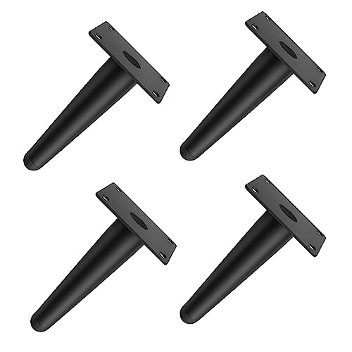 4er-Pack Möbelbeine aus Metall, verstellbare Beine, gerade, konische Ersatzfüße, Lattenstützbein für Bettmittelrahmen, für Tisch, Stuhl, Schreibtisch, Schrank, Schrankbeine (250 mm, schwarz) von Generic