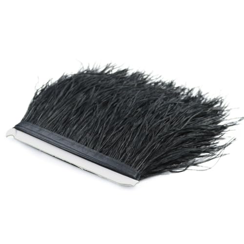 5/10 Meter natürliche Straußenfeder-Bordüre, 8–10 cm, für Heimwerker, Hochzeitskleid, Dekoration, Bastelzubehör, schwarz, 5 Meter 5/10 Meter natürliche Straußenfeder-Bordüre, 8–10 cm, für Heimwerker, Hochzeitskleid, Dekoration, Bastelzubehör, schwarz, 5 Meter von Generic
