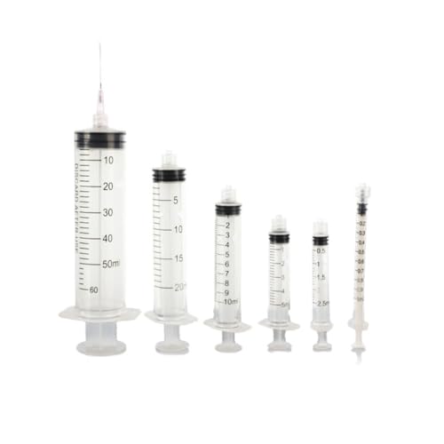 5/8/10/2  Stück Kunststoffspritze, Einzeln Steril Versiegelt, 1–60 ml Luer‑Lock‑Spritze Aus Kunststoff Für Wissenschaftliche Labore, Epoxidharz, Bastelarbeiten, Tierfütterung(5 pcs,1 ml With needle) von Generic