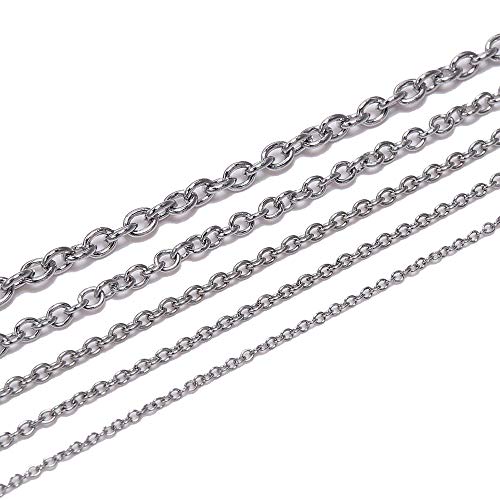 5 Meter/Los 1. 2 1 6 2 5 3 mm Edelstahl Halsketten Ketten Bulk Gliederkette für DIY Schmuckherstellung Zubehör von Generic