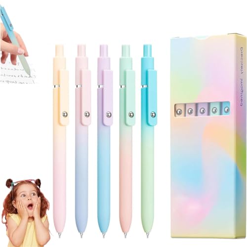 5 PCS Gel Ink Pens,0.7mm Medium Tip Black Ink Roller Ball Pen,Retractable Quick Drying Pens for Smooth Writing,Office School Working Supplies Gifts for Women (1 Set) von Generic