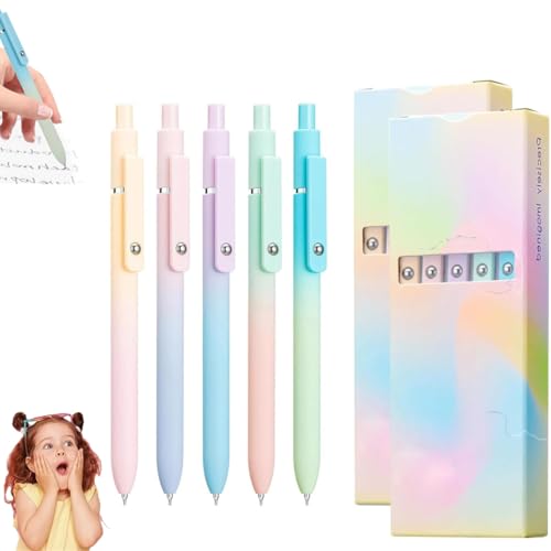 5 PCS Gel Ink Pens,0.7mm Medium Tip Black Ink Roller Ball Pen,Retractable Quick Drying Pens for Smooth Writing,Office School Working Supplies Gifts for Women (2 Sets) von Generic