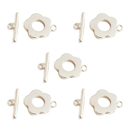 Generic 5 Sets Blumen Knebelverschluss Schmuck Verschluss Schnalle OT Ende Verschlüsse Stecker DIY Schmuck Hardware - Silber von Generic