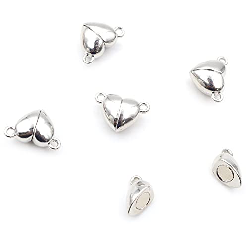 5 Sets runde/herzförmige magnetische verbundene Verschlüsse Perlen Charms Endkappen für DIY Paar Armband Halskette Herstellung, Andere Edelsteine von Generic