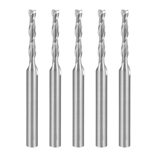 5 Stück 1/8" Schaft Hartmetall-Fräser, 2,5 Mm X 12 Mm, 2 Schneiden, CNC Fräser Für Acryl, PVC, MDF, Holz(2.0mm x 12mm) von Generic