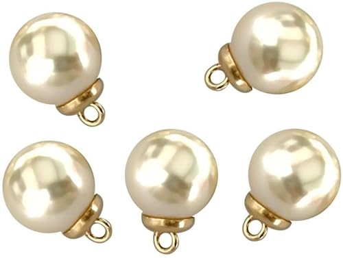5 Stück Knöpfe aus Kunststoff mit Perlen, Knöpfe, Knopf, Perlen, Kunstperlen, Hochzeitskleid, rund, Brautmode – Gold, praktisches und langlebiges Design von Generic