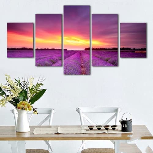 5 Stück Leinwand Wandkunst Schlafzimmer Lavendel Sonnenuntergang Xxl/200 X 100 Cm -Hd-Drucke Modular 5 Bilder Wandkunst Wohnzimmer Home Decoration Poster Moderne Kunstwerke 5 Stück Leinwand Wandkunst Schlafzimmer Lavendel Sonnenuntergang Xxl/200 X 100 Cm -Hd-Drucke Modular 5 Bilder Wandkunst Wohnzimmer Home Decoration Poster Moderne Kunstwerke von Generic