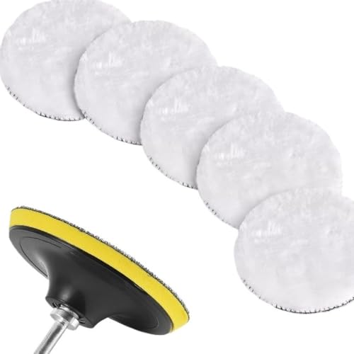 5 Zoll (125 Mm) Woll-Polierpads, 7-teiliges Set Auto Polieraufsatz, Wachsscheiben, Polierscheiben Mit M14 Bohradapter(5inch-7pcs) von Generic