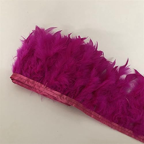 5 m gefärbte natürliche echte Türkei-Federborte Fransen Bänder 10–15 cm Breite Hochzeit Party DIY Feder Spitze Hot Pink 10 Meter von Generic