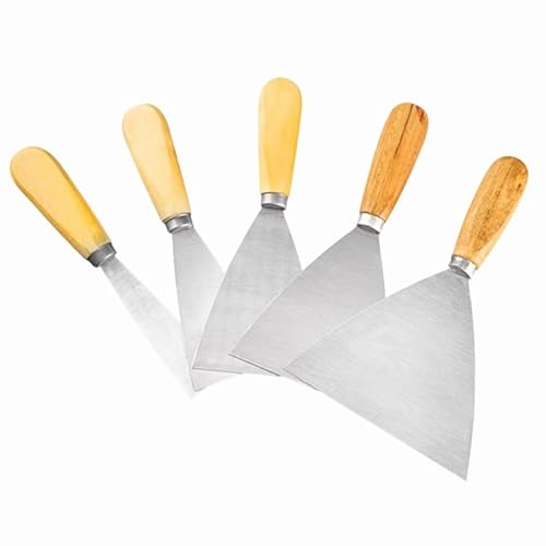 5-teiliges Spachtel-Set mit Holzgriff (2,5-12,5cm) - Edelstahl-Werkzeuge für Putz, Spachtelmasse & Tapeten von Generic