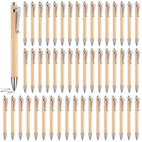 50 Bambus-Clip-Stifte, 0,5 mm feine Spitze, Kugelschreiber mit einziehbarer Spitze, schwarze Tinte, glattes Schreiben für Notizbuch, Arbeit oder Klassenzimmer 50 Bambus-Clip-Stifte, 0,5 mm feine Spitze, Kugelschreiber mit einziehbarer Spitze, schwarze Tinte, glattes Schreiben für Notizbuch, Arbeit oder Klassenzimmer von Generic